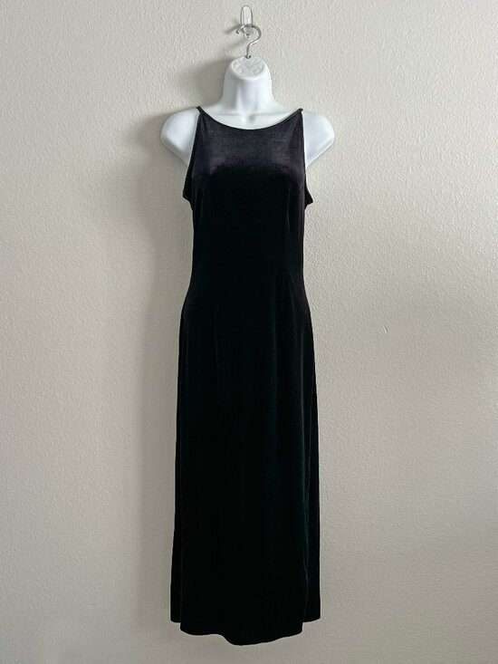 Jessica McClintock Dresses & Skirts - 90s Black Velvet Formal Maxi Dress Jessica McClintock Gunne Sax High Neck Size 4